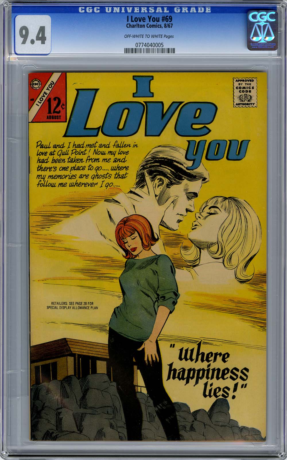 I LOVE YOU #69 (1967) CGC NM 9.4 OWW Pg HIGHEST GRADED