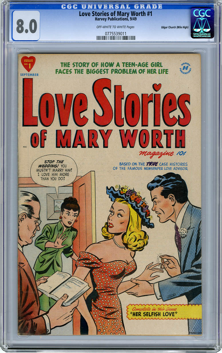 LOVE STORIES OF MARY WORTH #1 (1949) CGC 8.0  MILE HIGH