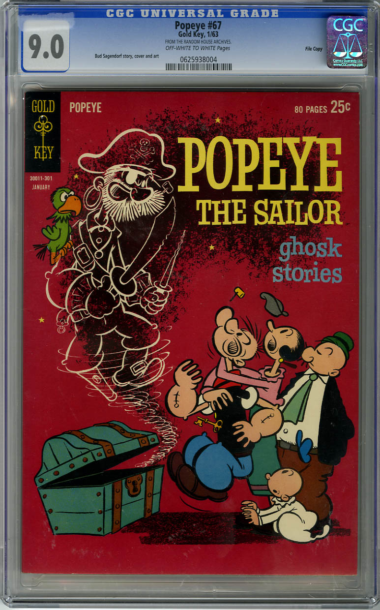 POPEYE #67 (1967) CGC VF/NM 9.0 - OWW pg - FILE COPY