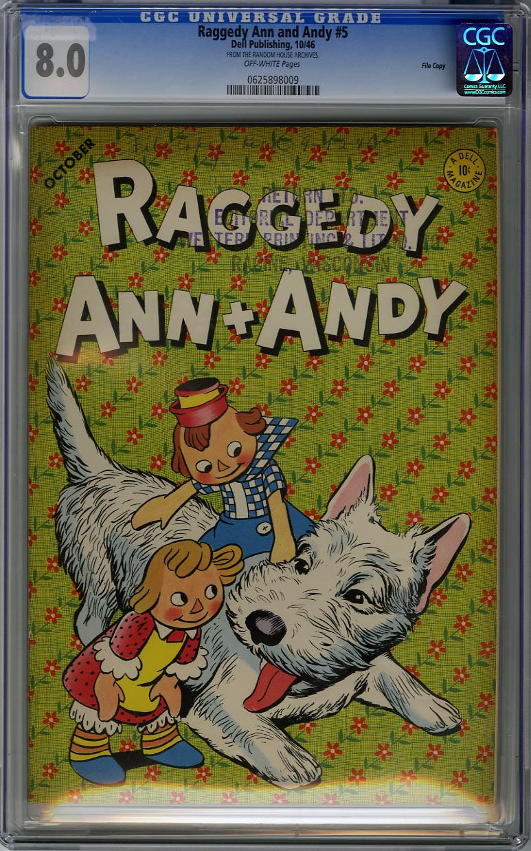 RAGGEDY ANN AND ANDY #5 CGC VF 8.0 - OW pg -  FILE COPY