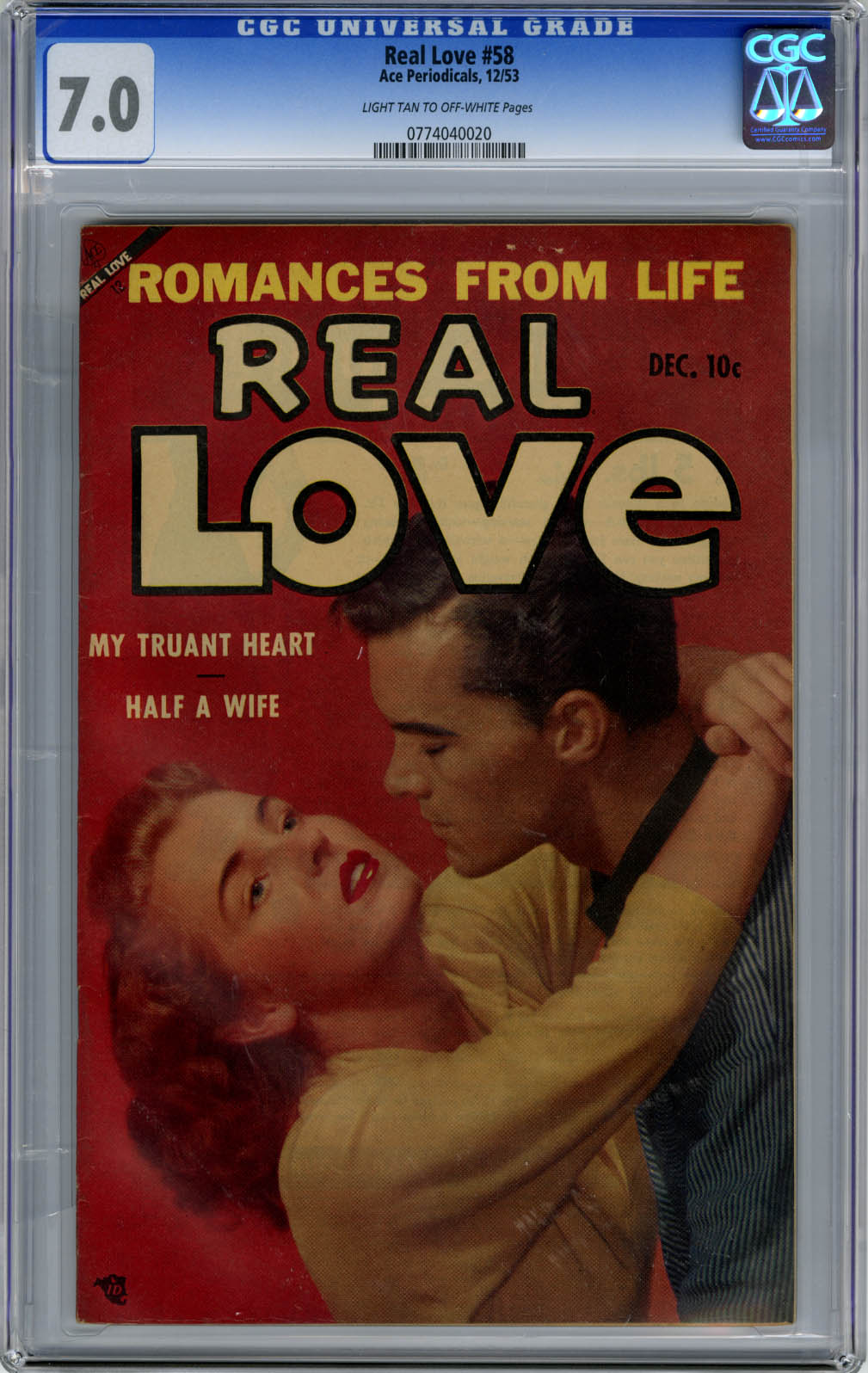 REAL LOVE #58  (1953) CGC FN/VF 7.0 Photo Cover HIGHEST