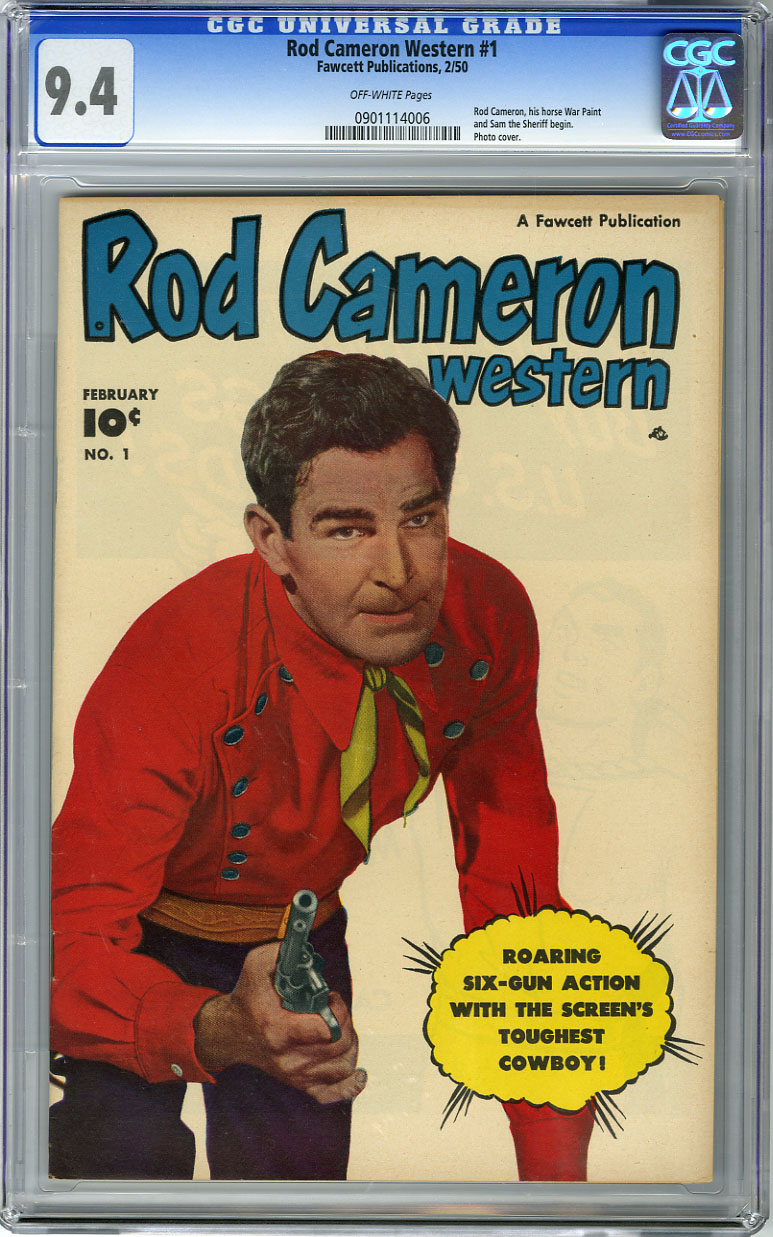 ROD CAMERON WESTERN #1 (1950)  CGC NM 9.4 - OW Pages