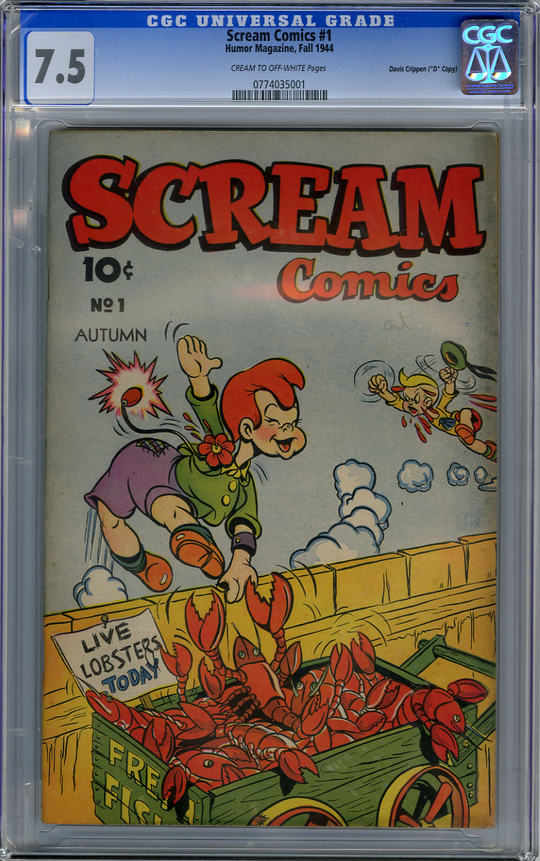 SCREAM COMICS #1 (1944) CGC VF- 7.5 COW Pages - D COPY