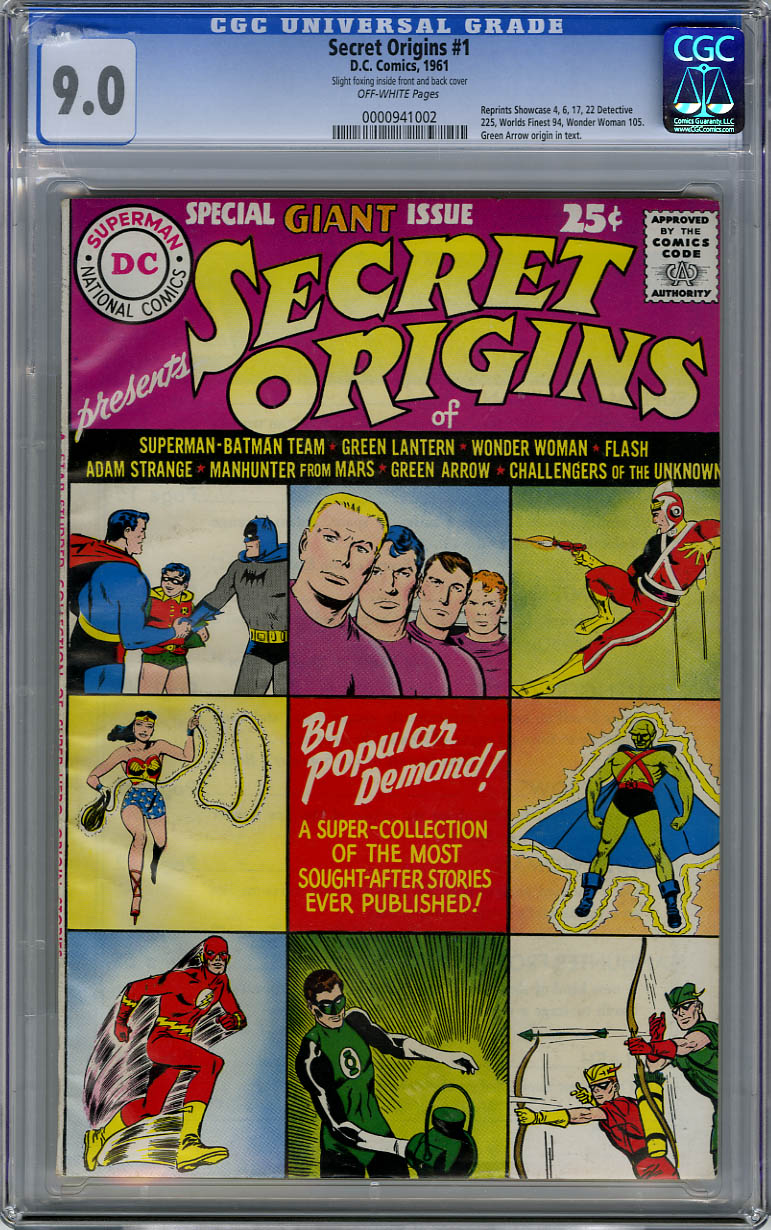 SECRET ORIGINS #1 (1961) CGC VF/NM 9.0 OW Pages