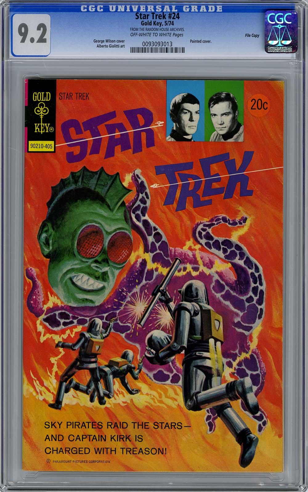 STAR TREK #24 (1974) CGC NM- 9.2 OWW Pages - FILE COPY