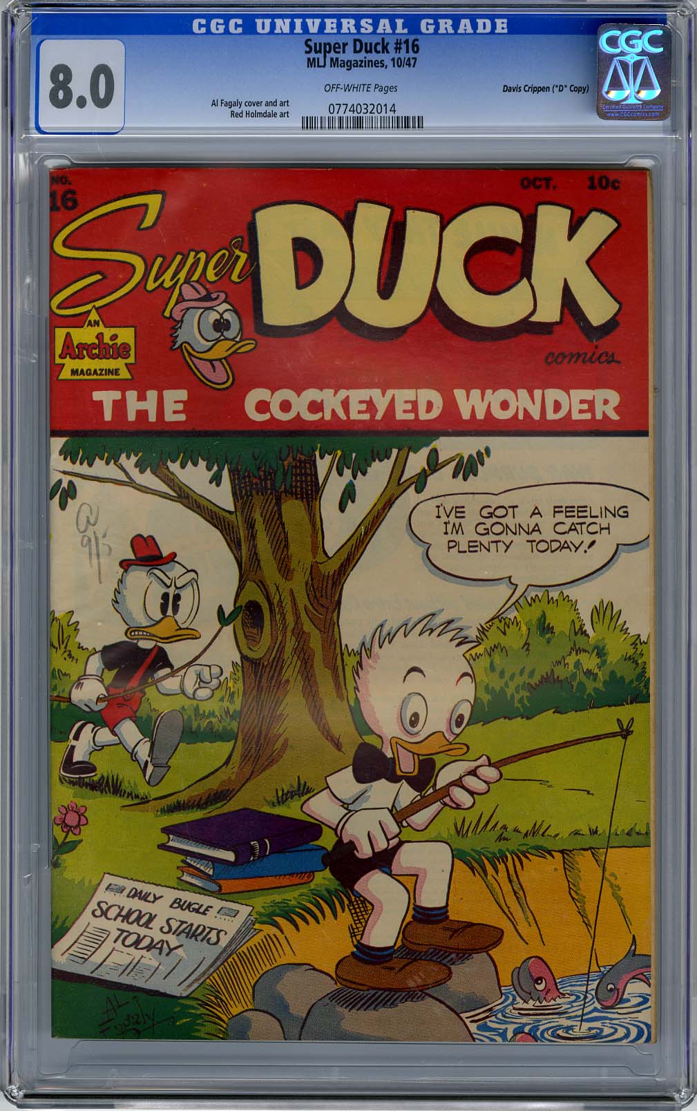 SUPER DUCK #16 (1947) CGC VF 8.0  OW Pages - "D" Copy
