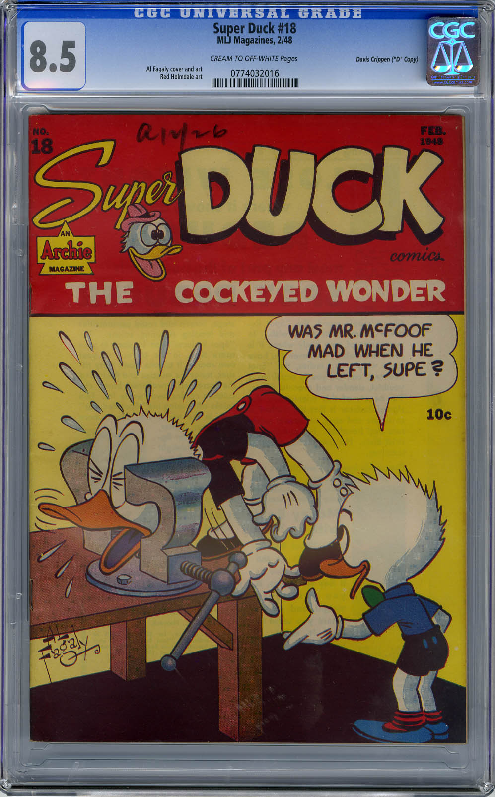 SUPER DUCK #18 (1948) CGC VF+ 8.5 COW Pages - "D" Copy