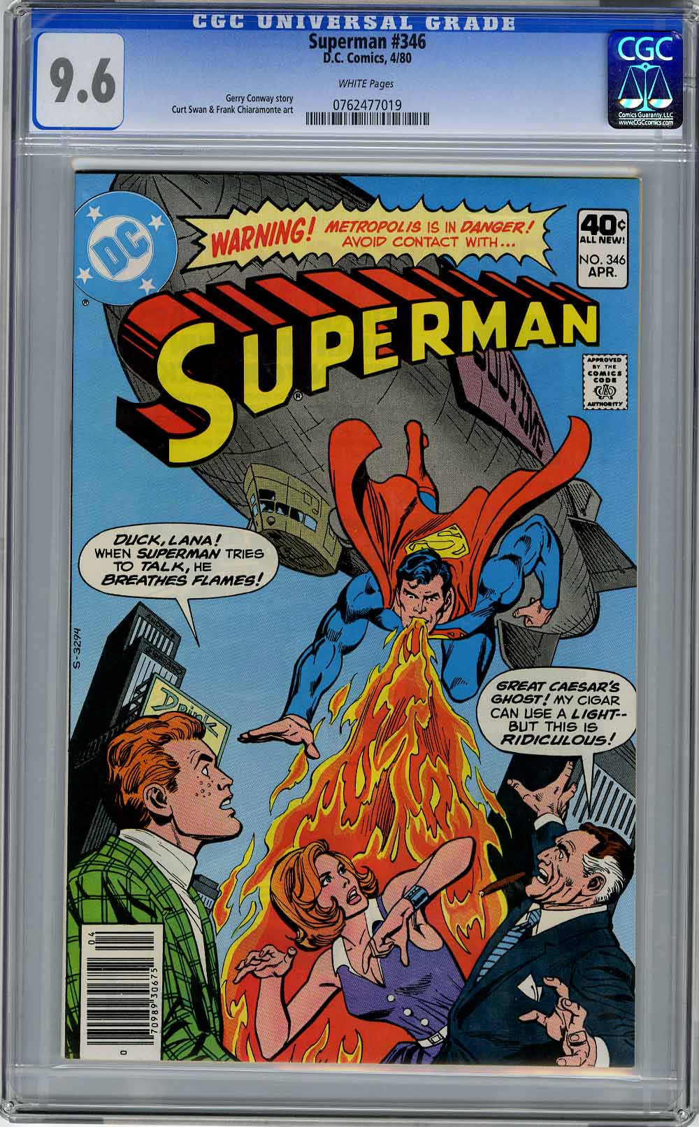 SUPERMAN #346 (1980) CGC NM+ 9.6 WHT Pages