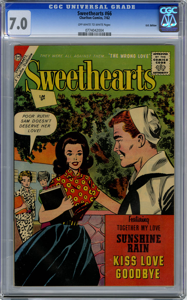 SWEETHEARTS #66 CGC FN/VF 7.0 OWW Pages UK EDITION