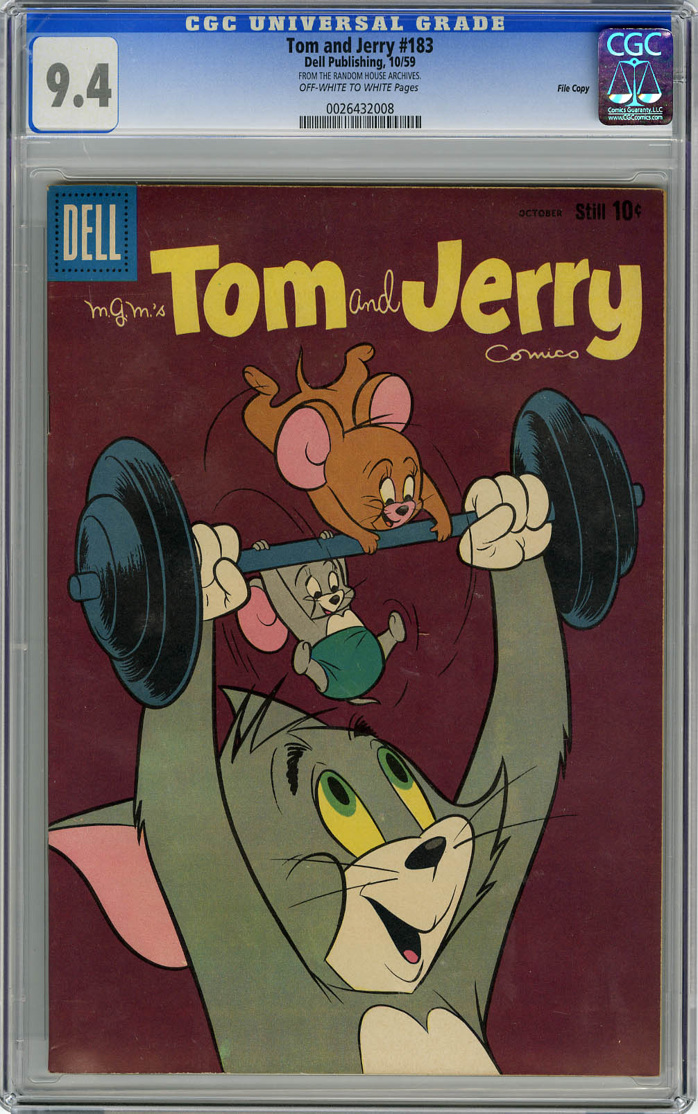 TOM AND JERRY #183 (1959) CGC NM 9.4 OWW Pgs FILE COPY