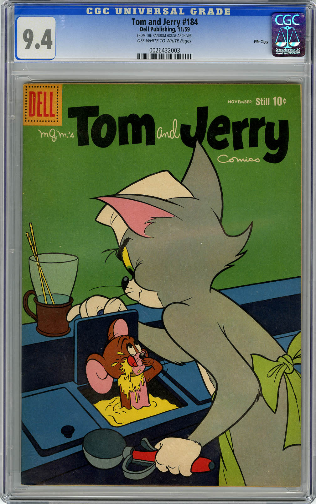 TOM AND JERRY #184 (1959) CGC NM 9.4 OWW Pgs FILE COPY