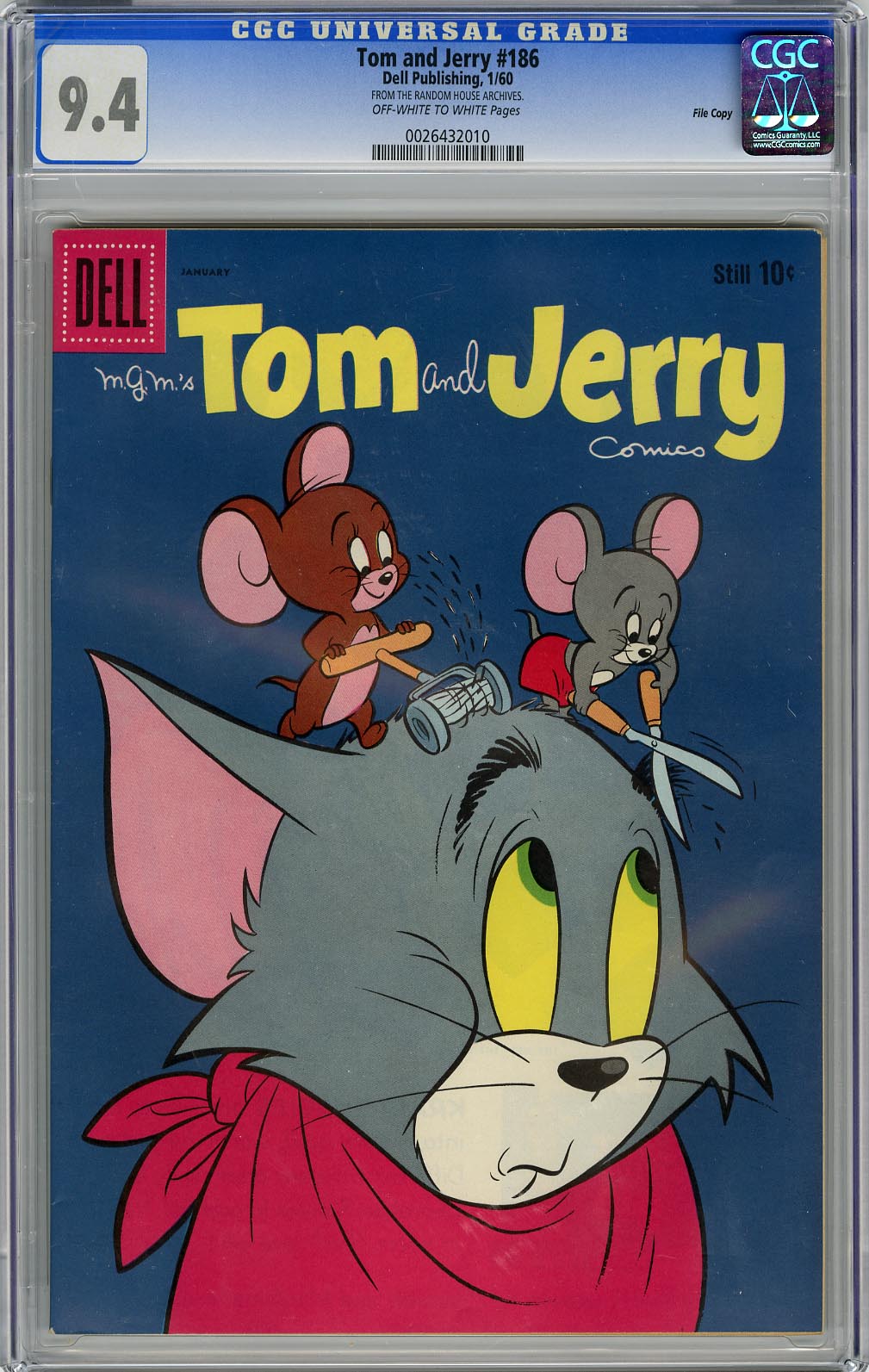 TOM AND JERRY #186 (1960) CGC NM 9.4 OWW Pgs FILE COPY