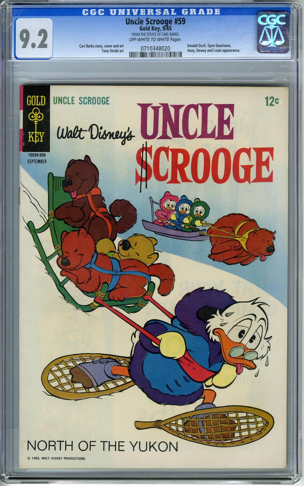 UNCLE SCROOGE #59 CGC 9.2 - GOLD KEY - WALT DISNEY 1965