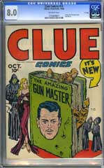 CLUE COMICS #10 CGC VF 8.0 OW Pgs - GUN MASTER - D COPY