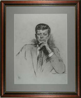 LOUIS LUPAS - JOHN F. KENNEDY PRES. PORTRAIT ORIG ART
