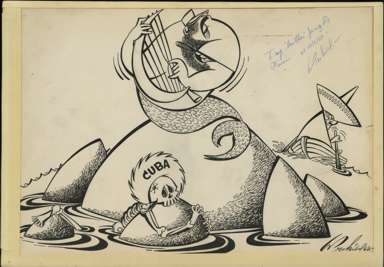ANTONIO PROHIAS - Original EDITORIAL Art FIDEL CASTRO 1962