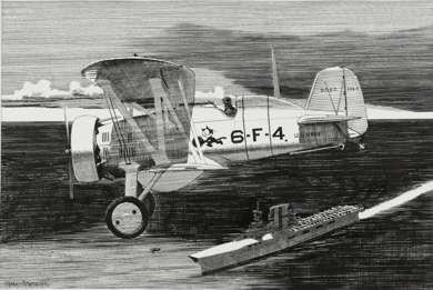 HARRY BORGMAN - AERIAL ILLUSTRATION - BOEING F4B4 FELIX