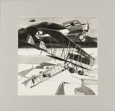 HARRY BORGMAN - AERIAL WWI ILLUSTRATION - FOKKER E II
