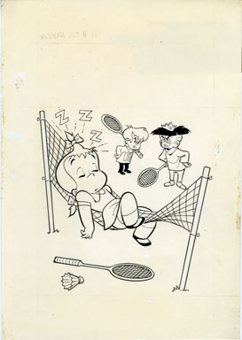 WARREN KREMER - LITTLE AUDREY #91 COVER ORIG ART TENNIS