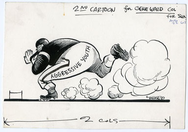 GENE WARD - POL. CARTOON ORIG ART FOOTBALL 8-22-65