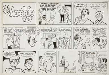 BOB MONTANA - ARCHIE SUNDAY ORIG ART 5-30-71 TRACK TEAM