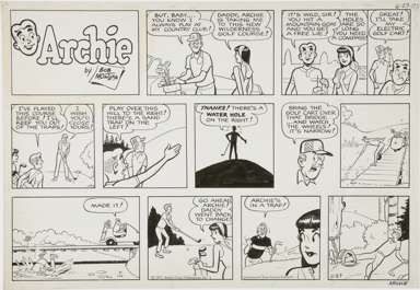 BOB MONTANA - ARCHIE SUNDAY ORIG ART 6-27-71 GOLF TRAP