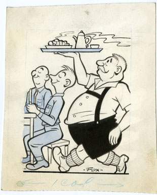 GILL FOX - WAITER WITH FOOD ILLUSTRATION CIRCA 1945