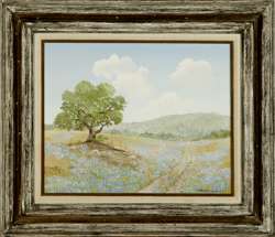 ROBERT HARRISON - BLUEBONNETS Oil Painting TEXAS 1970s