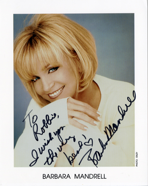 BARBARA MANDRELL AUTOGRAPH on PORTRAIT PHOTOGRAPH