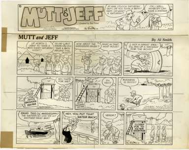 AL SMITH - MUTT & JEFF SUNDAY ORIG ART 10-23-66 SHOWER