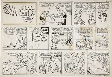 BOB MONTANA - ARCHIE SUNDAY ORIG ART 4-4-71 VERONICA
