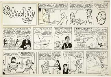 BOB MONTANA - ARCHIE SUNDAY ORIG ART 9-27-70 TURNS TEST