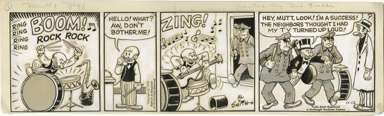 AL SMITH - MUTT & JEFF DAILY ORIG ART 11-12-73 DRUM SET