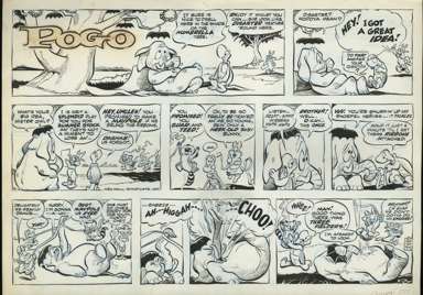WALT KELLY - POGO SUNDAY COMIC STRIP ORIG ART 5-1-66