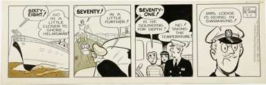 BOB MONTANA - ARCHIE DAILY ORIG ART 9-5-68 SWIMMING