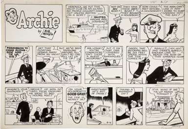BOB MONTANA - ARCHIE SUNDAY ORIG ART 8-16-70 HOUSEBOAT