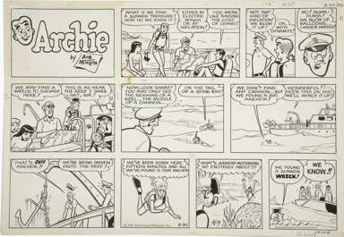 BOB MONTANA - ARCHIE SUNDAY ORIG ART 8-30-70 TREASURE