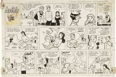 BOB MONTANA - ARCHIE SUNDAY ORIGINAL ART 5-1-60 PICNIC