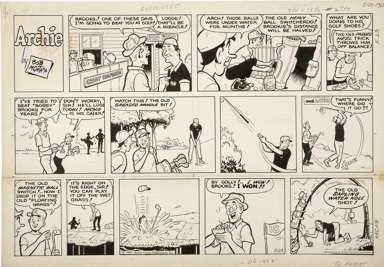 BOB MONTANA - ARCHIE SUNDAY ORIGINAL ART 5-23-65 GOLF