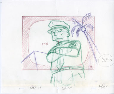 SIMPSONS - ANIMATION DRAWING -SECURITY GUARD "LAUGHTER"