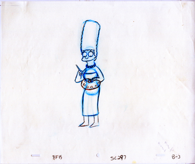SIMPSONS - ANIMATION DRAWING - MARGE WITH PAINTS