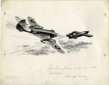 GEORGE EVANS - WW II: RAF VS. V1 BOOK ILLO ORIG ART