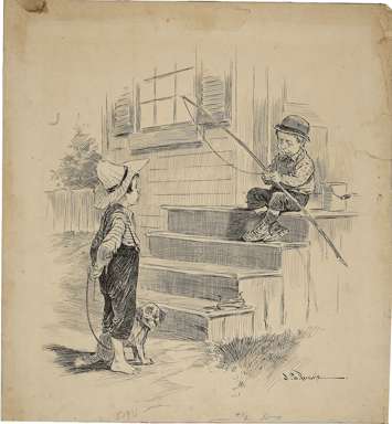JOHN S. PUGHE - PUCK ILLUSTRATION circa 1900 ORIG ART