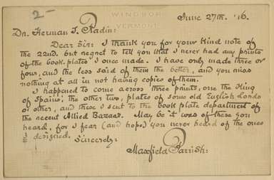 MAXFIELD PARRISH SIGNED Note Card June 27 1916