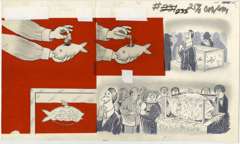 AL JAFFEE - MAD #233 FISH TANK MONSTER JOKE ORIG ART