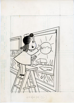 IRVING TRIPP - LITTLE LULU #238 ORIG COVER ART  RAINY
