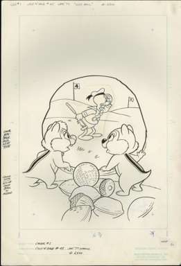 CHIP 'N' DALE #45 ORIG COVER ART 1977 DONALD DUCK GOLF
