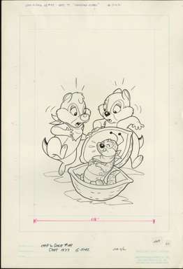 CHIP 'N' DALE #49 ORIGINAL COVER ART (1977) CATERPILLAR