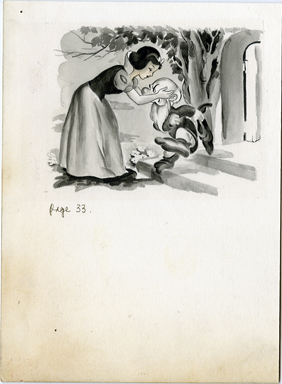 SNOW WHITE/7 DWARFS BOOK ILLO PG 33 - A KISS ORIG ART
