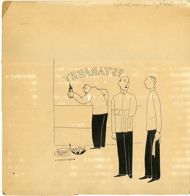 EARLE GOODENOW - WAITERS PANEL CARTOON c.1930 ORIG ART